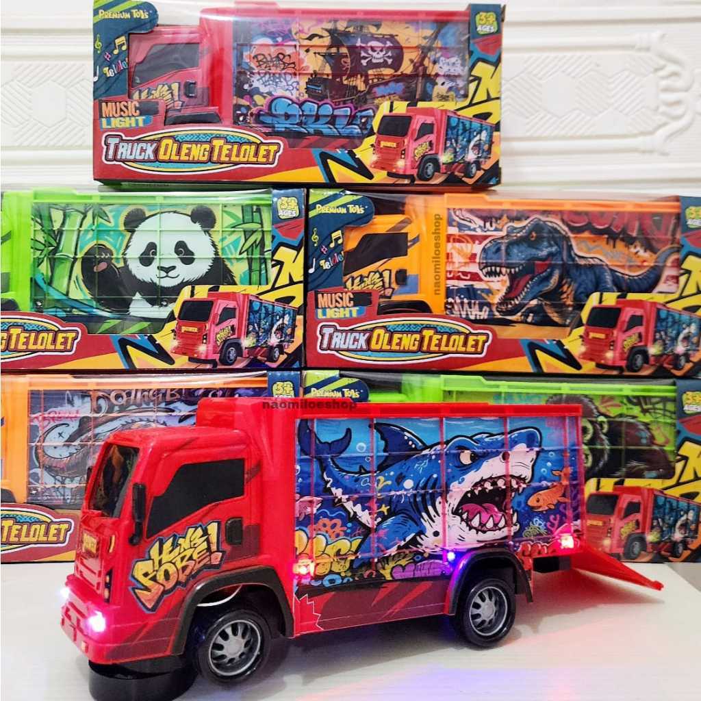 mainan truk oleng animal Truk panda sobe mainan truk oleng animal basuri bisa goyang telolet lampu m