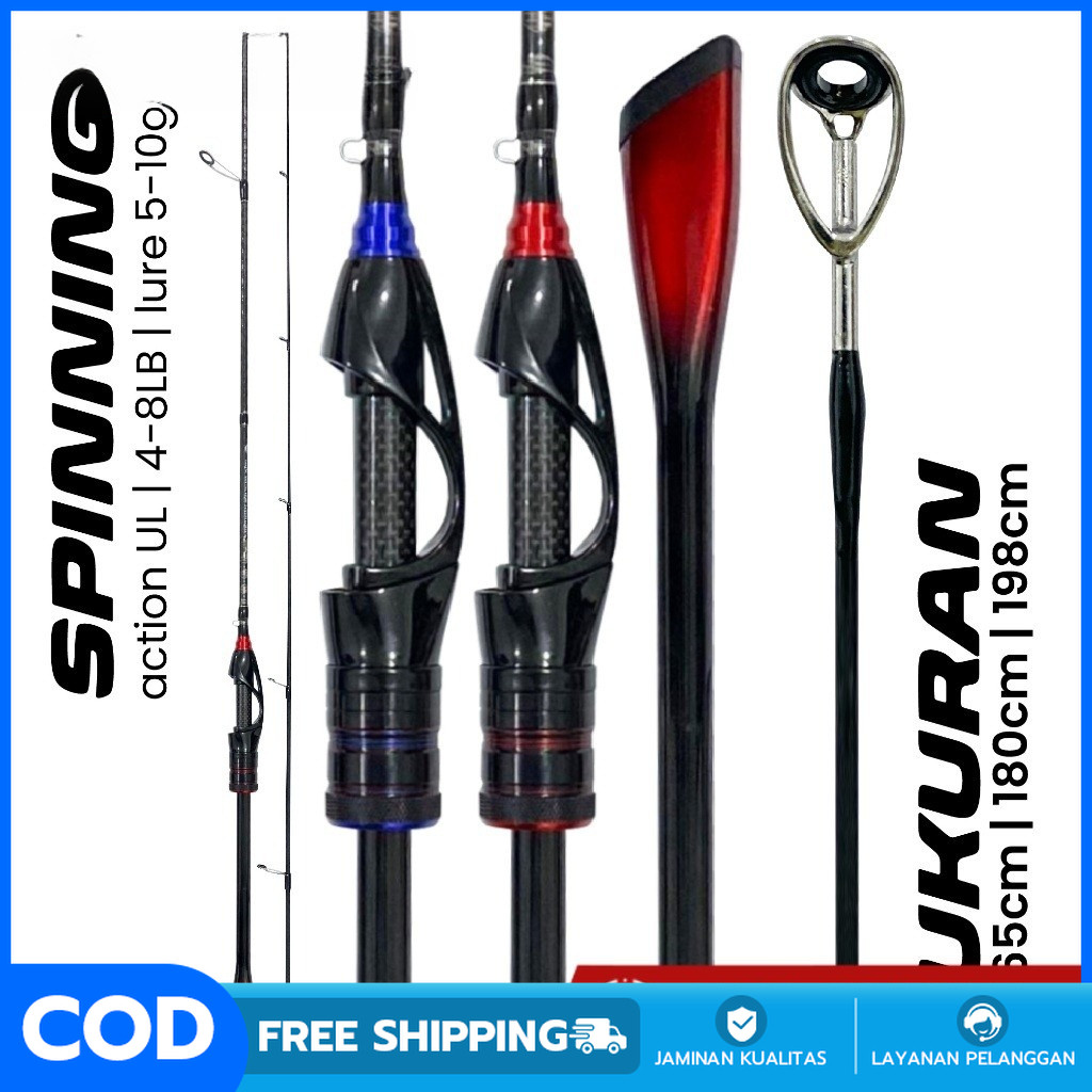 Joran Pancing Spinning Rod Carbon Fiber Max Drag 20kg Action Ultralight 2-6 Lbs Bahan Alat Pancing