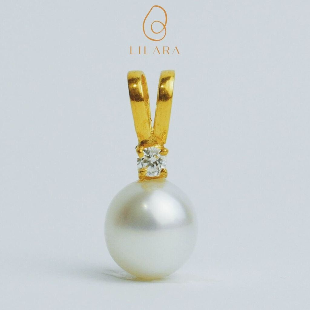 LILARA Liontin Emas Jeda Mutiara Laut Asli Lombok