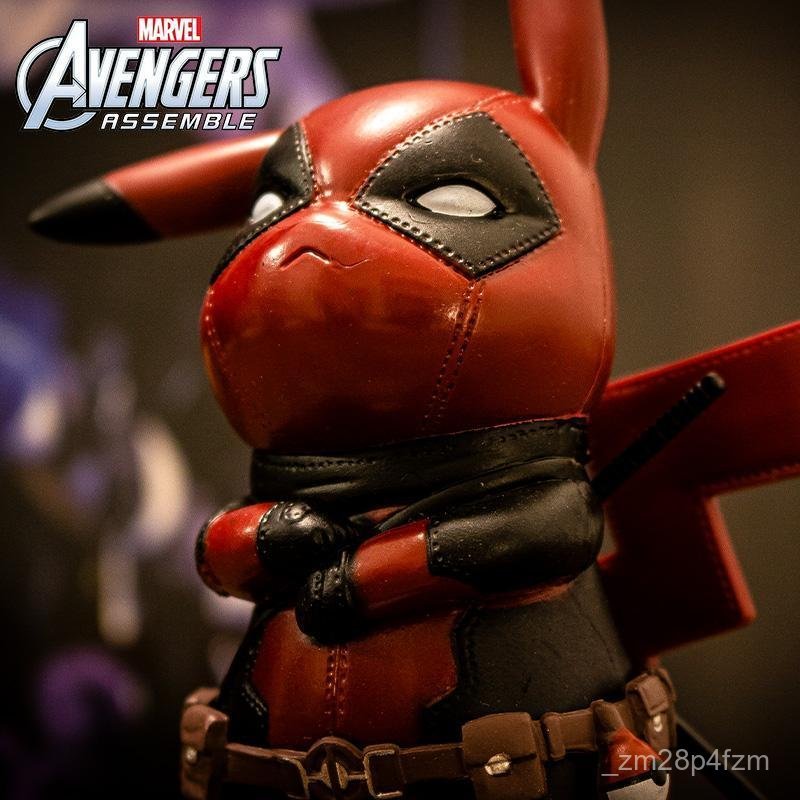 Avengers Deadpool Pikachu Figure Pokemon cos Doll q Marvel Minions Pocket Monster Model