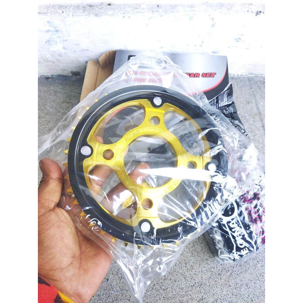GEARSET MOTOR MEGAPRO NEW REGINA MC SPROCKET GEAR SET GEAR DEPAN 428-14T/GEAR BELAKANG 428-42T/RANTA