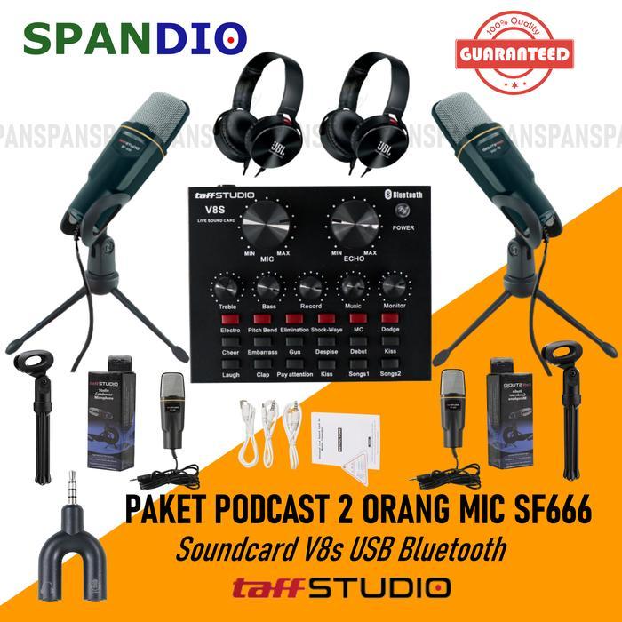 Paket Podcast Mic SF 666 Soundcard V8s V8 Plus Bluetooth Lengkap - Mixer V8s