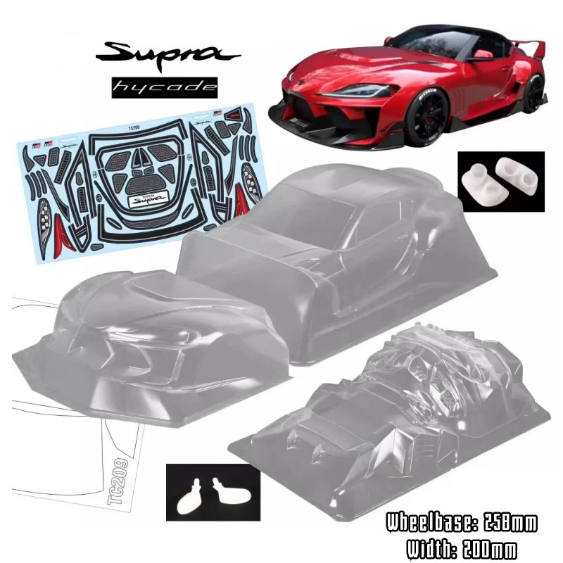 1/10 PC RC Supra Hycade Wide Body Shell 200mm Width Lampshade Exhaust Transparent Shell Body For Tur