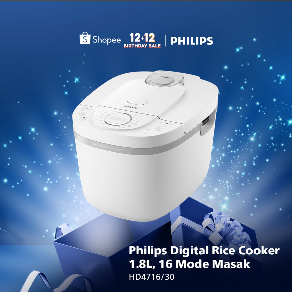 Philips Rice Cooker 1.8 L - 3000 Digial Series HD4716/30 - Putih - Anti lengket - FreshDefense Techn