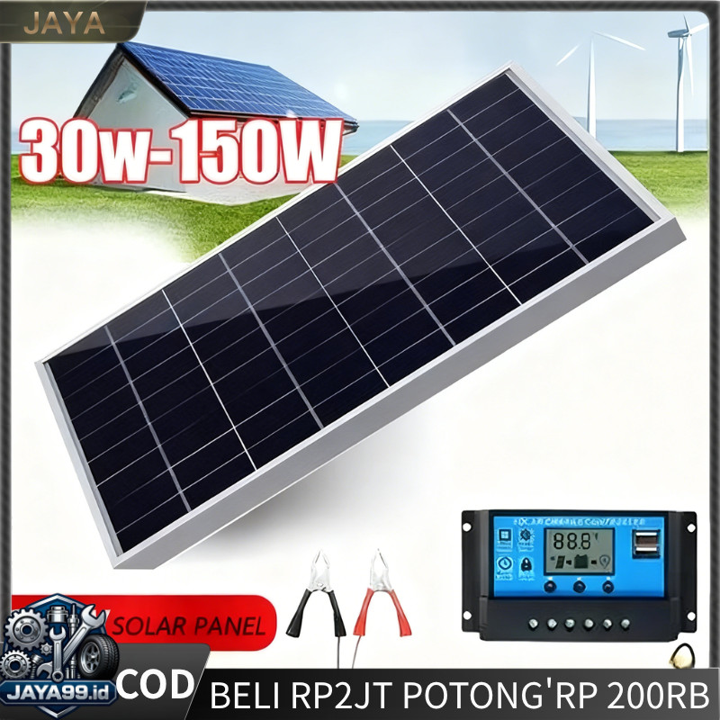 60W-150W Panel Surya Solar Panel + Aki sprayer elektrik 12V12Ah Mono Panel Kristal Mono Panel Surya 