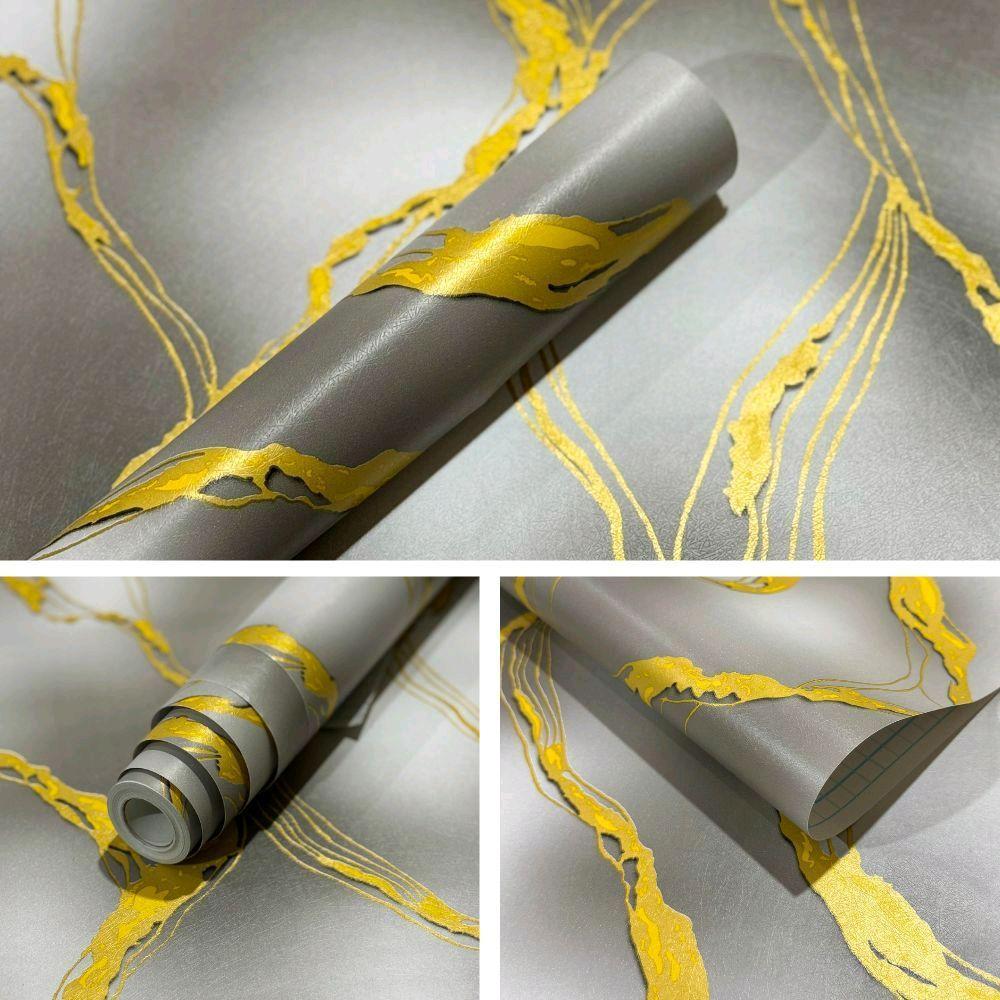 WALLPAPER DINDING RUANG//WALLPAPER STICKER MOTIF MARMER ABU GOLD granit