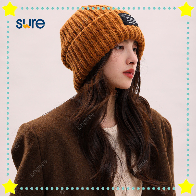 Topi Rajut Lingkar Kepala Besar 65CM untuk Pria Musim Dingin Berlapis Fleece Topi Rajut Hitam Ukuran