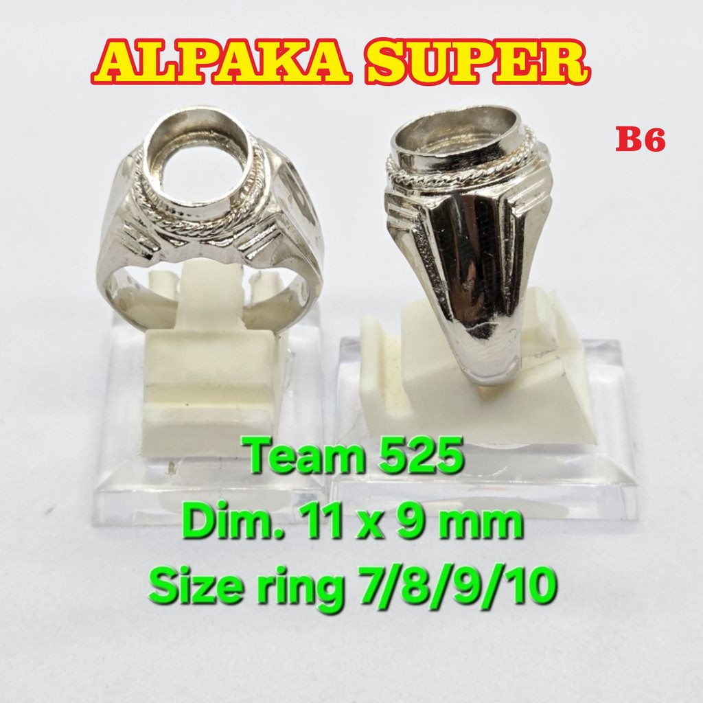 Ring emban alpaka super dim 11x9 tanam motif polosan / pengikat ring cincin batu akik eceran /B06