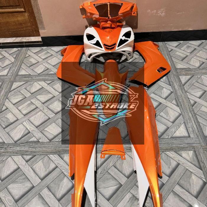 COVER BODY HALUS FULLSET YAMAHA JUPITER MX 135 LAMA BODI SET JUPITER MX OLD WARNA PUTIH X ORANGE