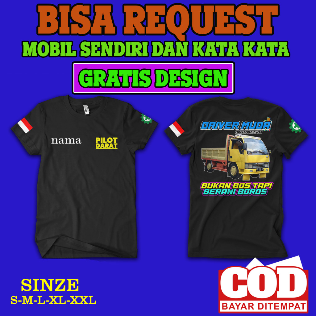 ArkanaCustom -  T-Shirt Kaos Mobil Truk Custom Bisa Request Foto Mobil Sendiri Dan kata kata  nama |