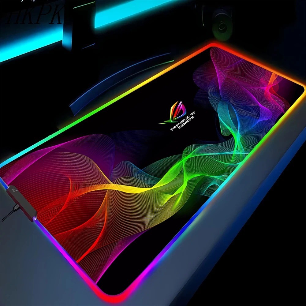 Mouse Pad Gaming LED RGB 800x300x3mm Illuminated LED 7 Mode Cahaya Permukaan Halus Presisi Speed Des