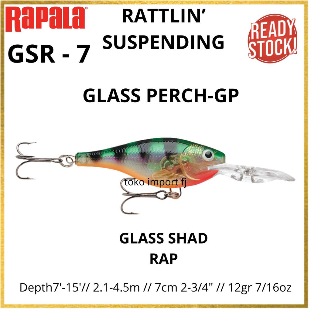 Umpan Pancing Ikan RAPALA GSR-7 Lure 7cm 12gram 2.1-4.5m Lures Casting Rattlin' Suspending Glass Sha