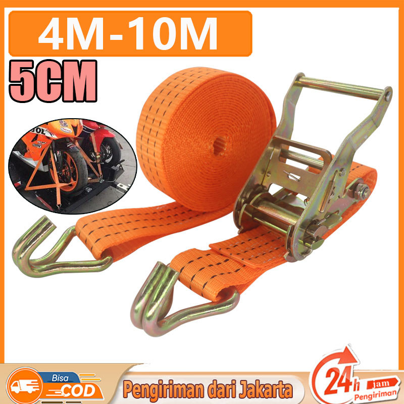 4-10 MeterRachet Tie Down Webbing Cargo Lashing Belt  Trackbelt Tali Ikat Sabuk Truk trek belt tali 