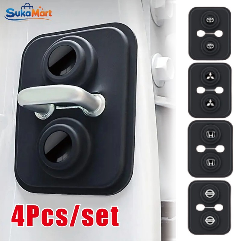 Car Door Lock Cover Silikon 4PCS/Set Bantalan Peredam Pintu - Penutup Kunci Mobil Silent Door Univer