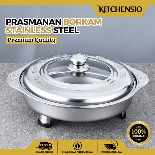 Minumo - Prasmanan Borkam Stainless Steel Segi / Wadah Saji Fast Food Panci Food Grade