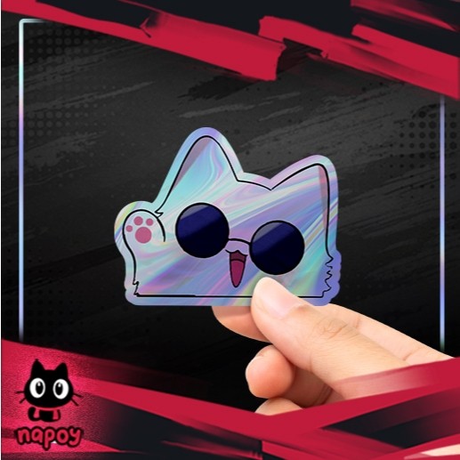 Stiker Hologram Anime Jujutsu Kaisen - Satoru Gojo Cat