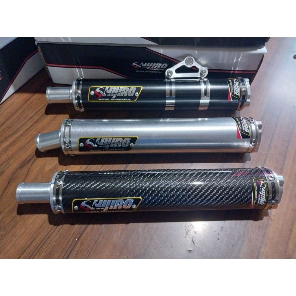 silencer knalpot 2 tak ninja r ninja rr ninja ss shijiro racing carbon aluminum silver black