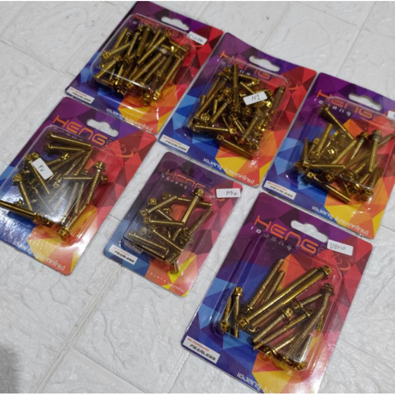 BAUT BLOK MESIN CVT BAUT PROBOLT HENG FLOWER GOLD HENG ASLI STAINLESS MOTOR MIO SPORTY NOUVO BEAT VA