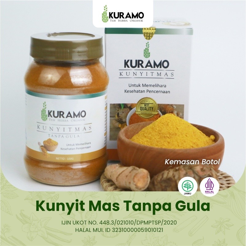 [JODO GROSIR] Serbuk Kunyit Mas Tanpa Gula Teh Jamu Herbal Kuramo 100gr Obat Sembelit Gerd Asam Lamb