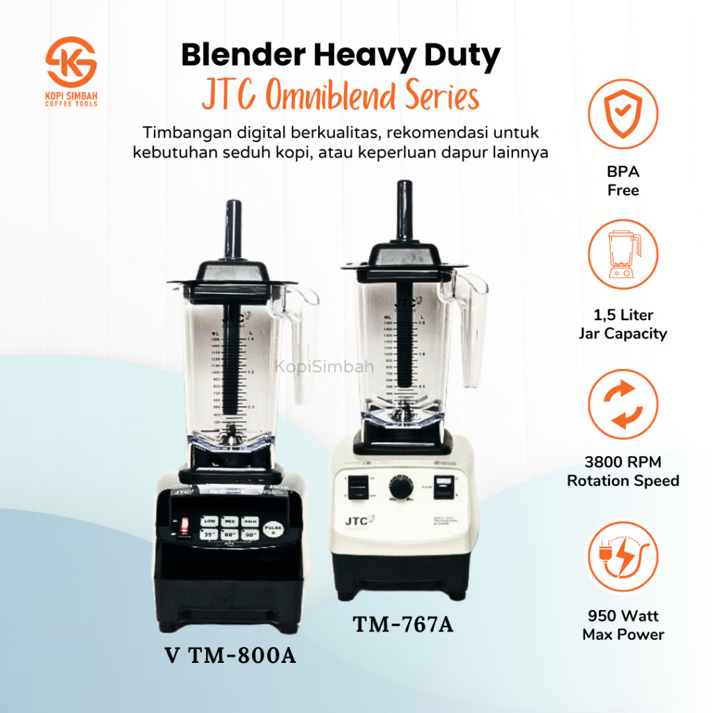 Commercial Blender Heavy Duty Milkshake Juicer JTC Omniblend V TM-800A Analog &JTC Omniblend TM-767A