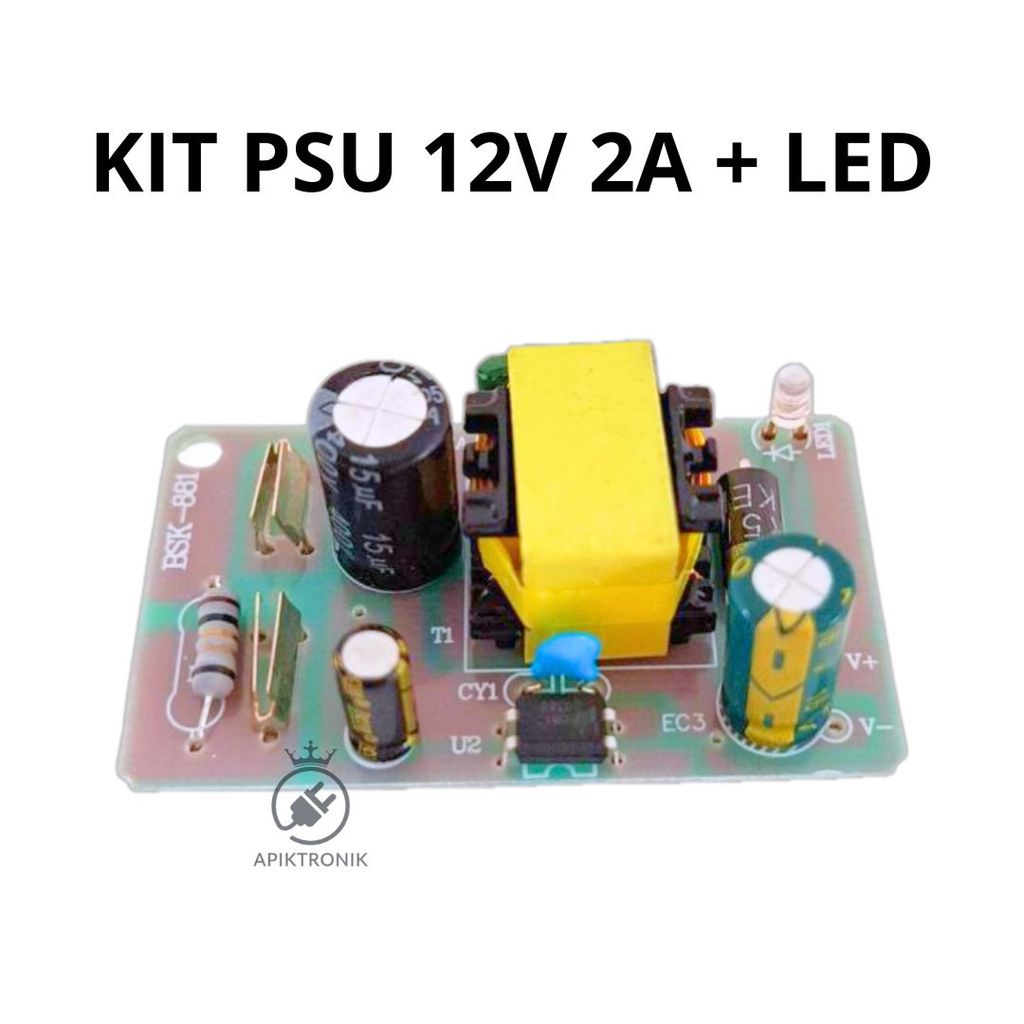 Kit PSU SMPS 12V 2A Input AC 220V Output DC 12V 2A Plus LED Indikator