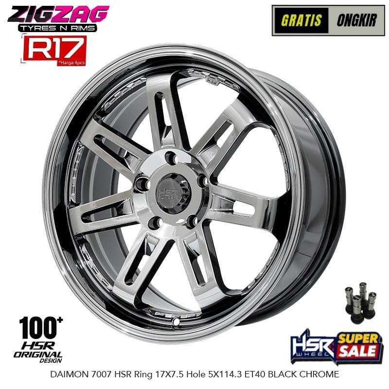 PROMO GASPOLL Velg Mobil Ring 17 Black Chrome Free Ongkir || Velg HSR Daimon Ring 17 Black Chrome 4P