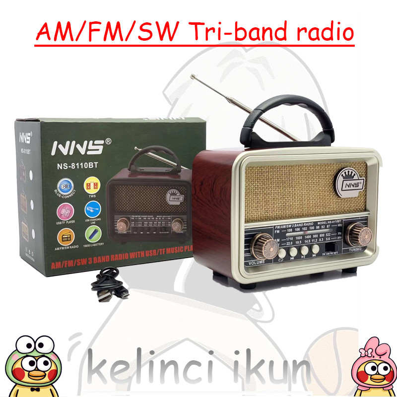 Goojodoq-S869E Radio Portable Charge FM/AM/SW Speaker Bluetooth Radio TF/Speaker Bluetooth Retro