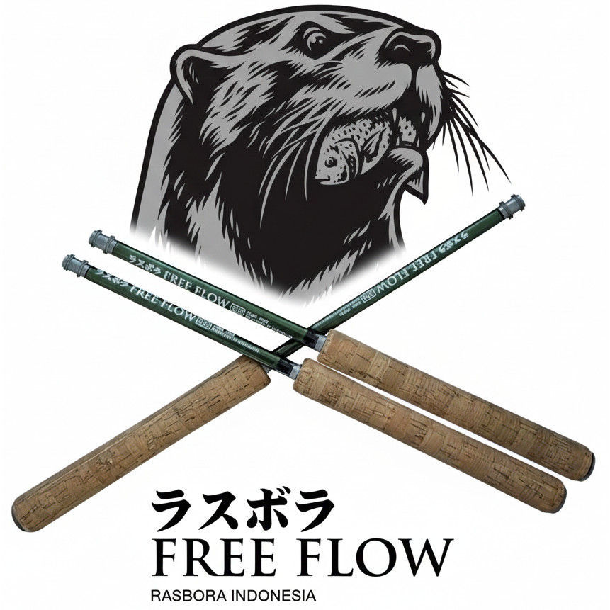 Joran tegek RASBORA Free Flow Set Handle Busa Eva Material Carbon Ruas Pendek lentur