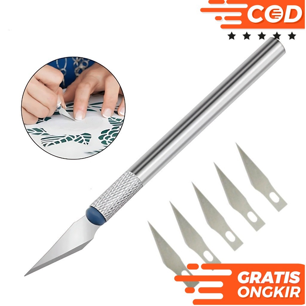 Pisau Ukir Seni 6 isi /Pisau Seni / Ukir / Pen-Type Precision Art / Craft / Hobby Knife / Cutter Sam