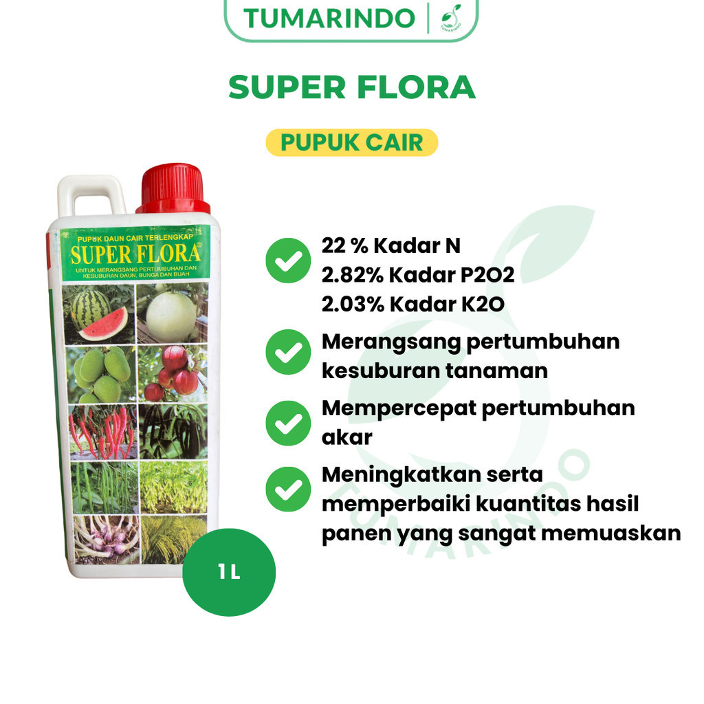 Super Flora 1 Liter Pupuk Npk Daun Cair Merangsang Pertumbuhan