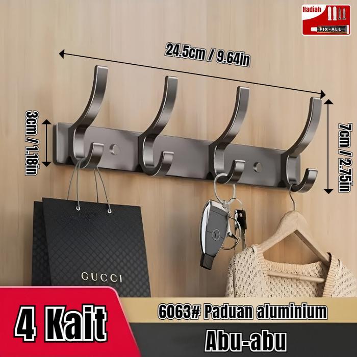 PROMO  Gantungan Pintu Pakaian Bebas Bor Gantungan Dinding Penyimpanan Aluminium Rak Organizer Gantu