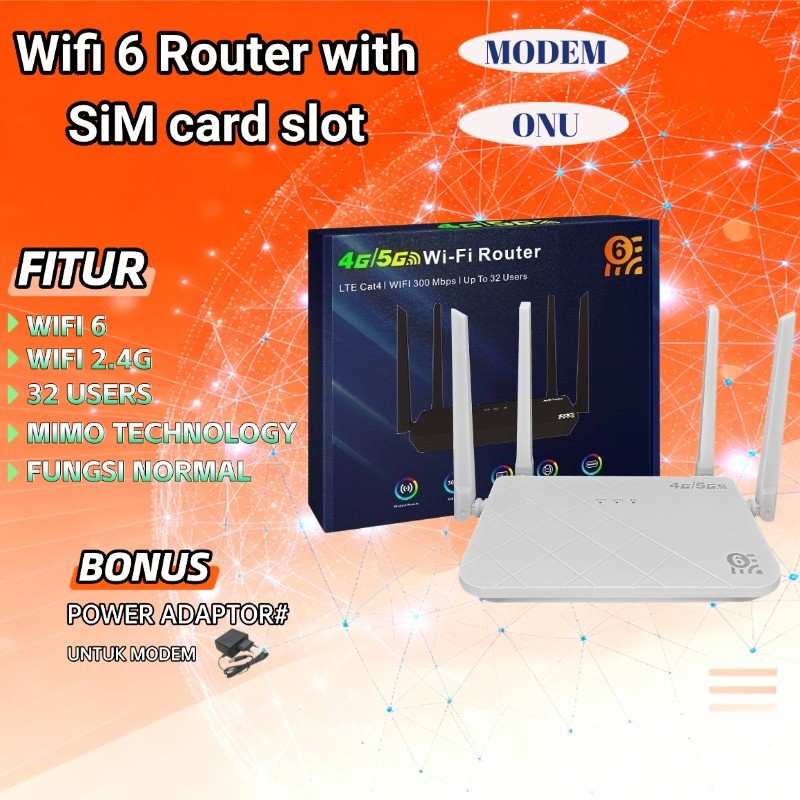 ROUTER 4G BARU WiFi 6 Router with SIM Card 300Mbps