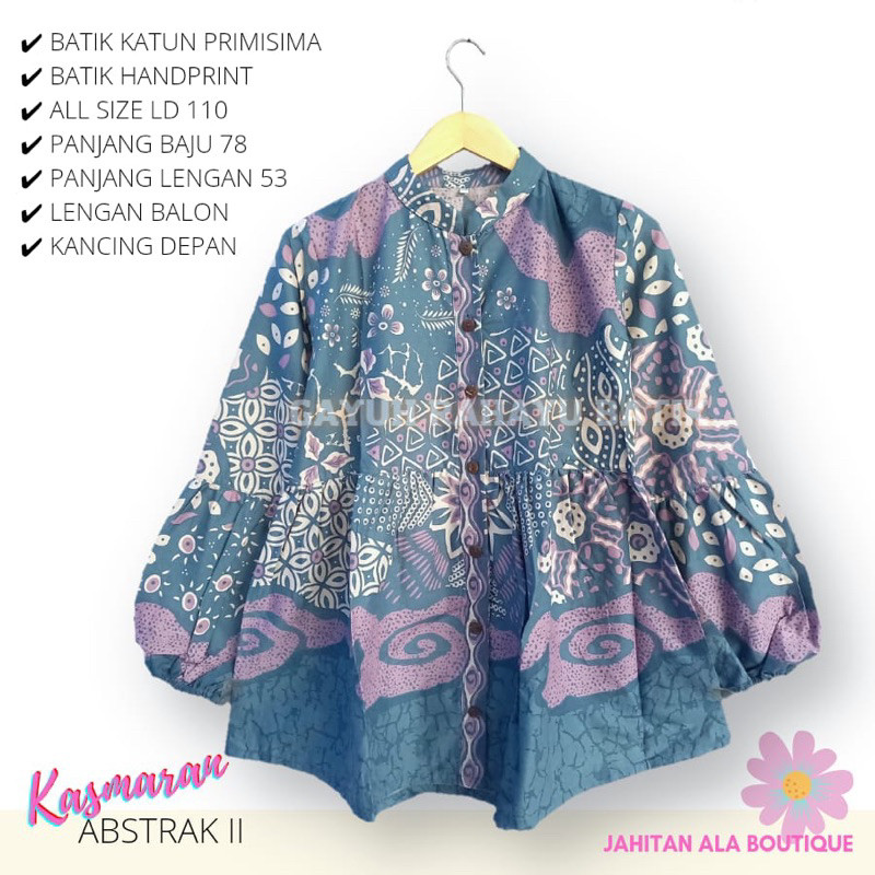 Nafiko Fashion Blouse Batik Wanita Modern Jumbo LD 120 130 140 Lengan Panjang Katun Halus