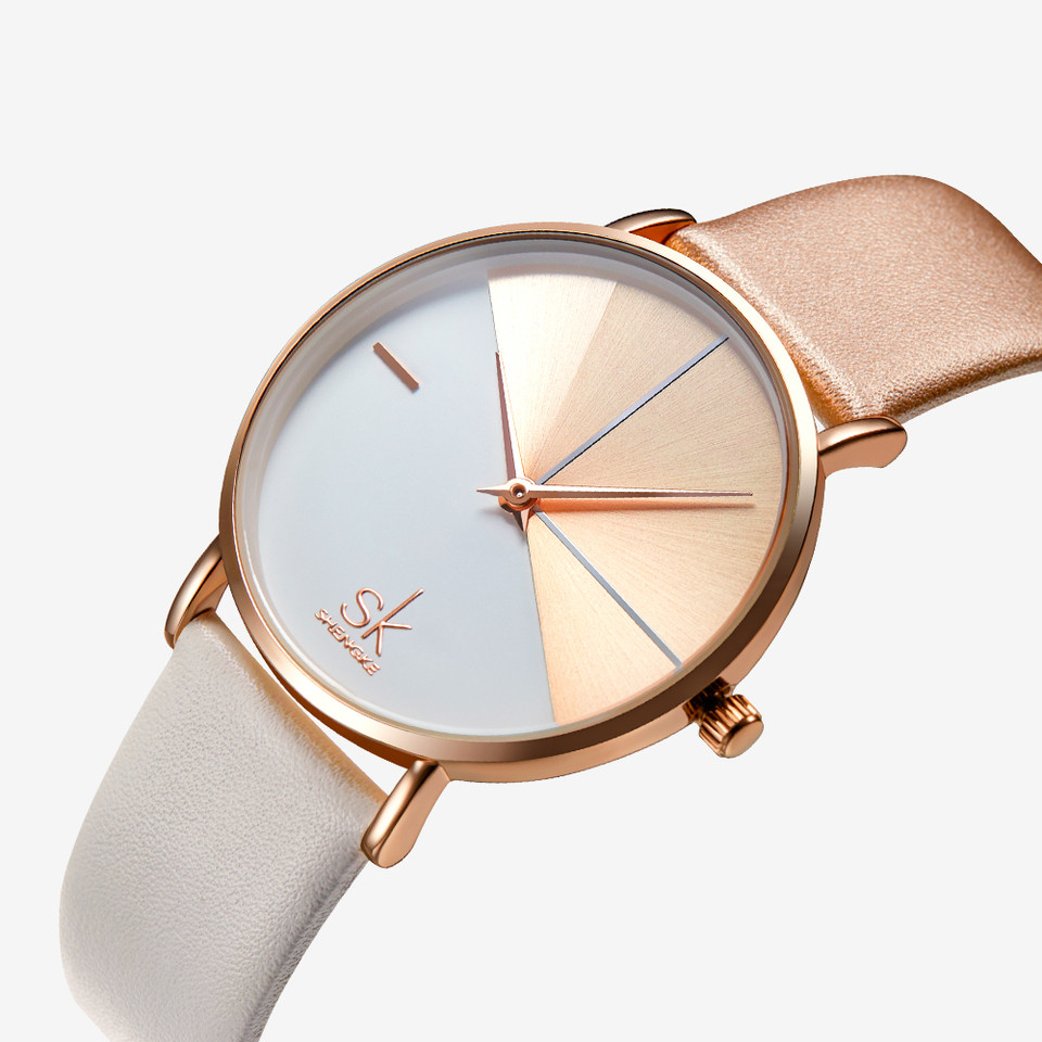 SK Top Luxury Leather Watches Women Creative Fashion Quartz Watches For Reloj Mujer Ladies Wrist Wat