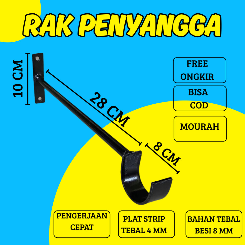 siku besi penyangga jemuran baju tempel dinding. gantungan hanger serbaguna