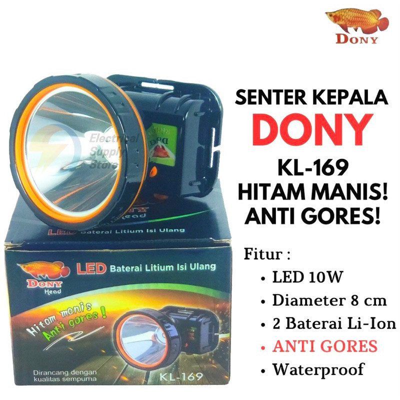 SENTER KEPALA DONY KL-169 ANTI GORES DUAL BATERAI ORIGINAL HEADLAMP HEAD LAMP DONY