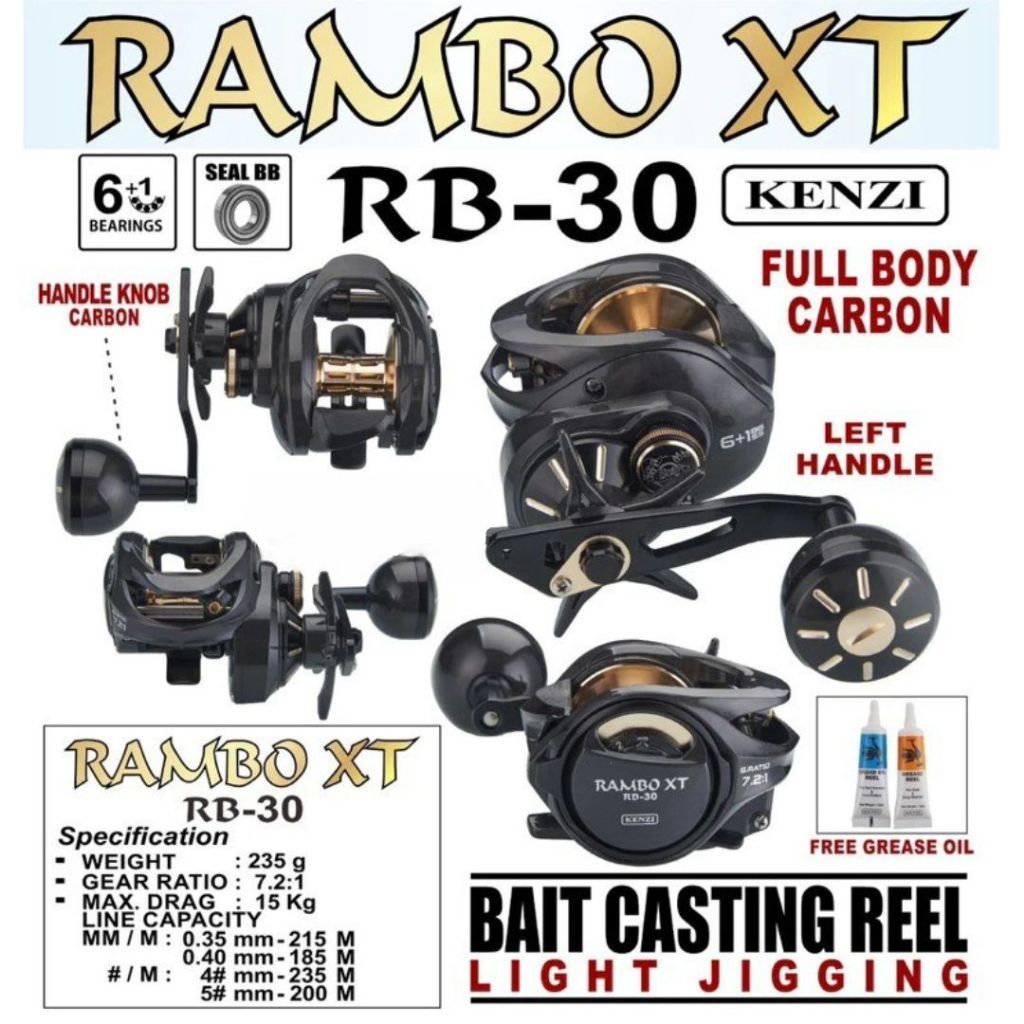 REEL RAMBO XT RB 30 FULL CARBON / REEL BC KENZI RAMBO XT
