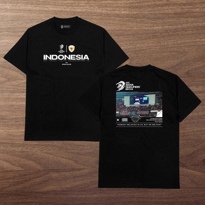 (COD) Dinasty Project Kaos Timnas Indonesia VS ARAB SAUDI Bahan Cotton Combed Nyaman Lembut - HITAM,