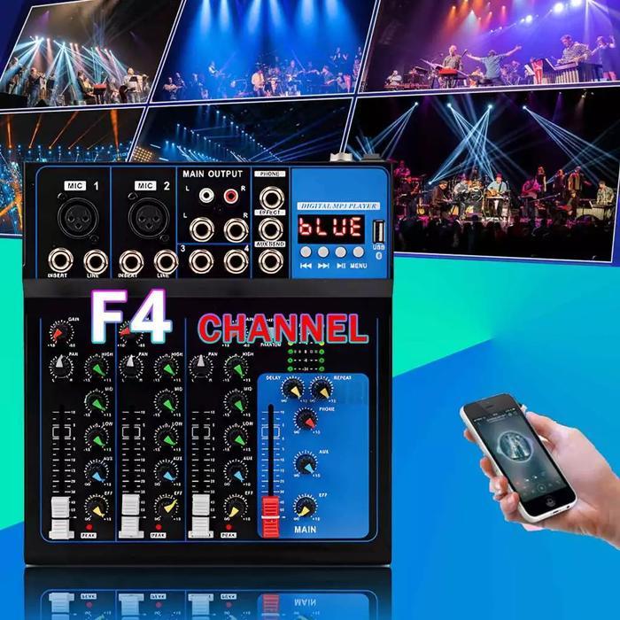 Profesional audio mixer, 6/4/7/8, CHANNEL the equalizer, merchancer, bluetooth terhubung ke perangka