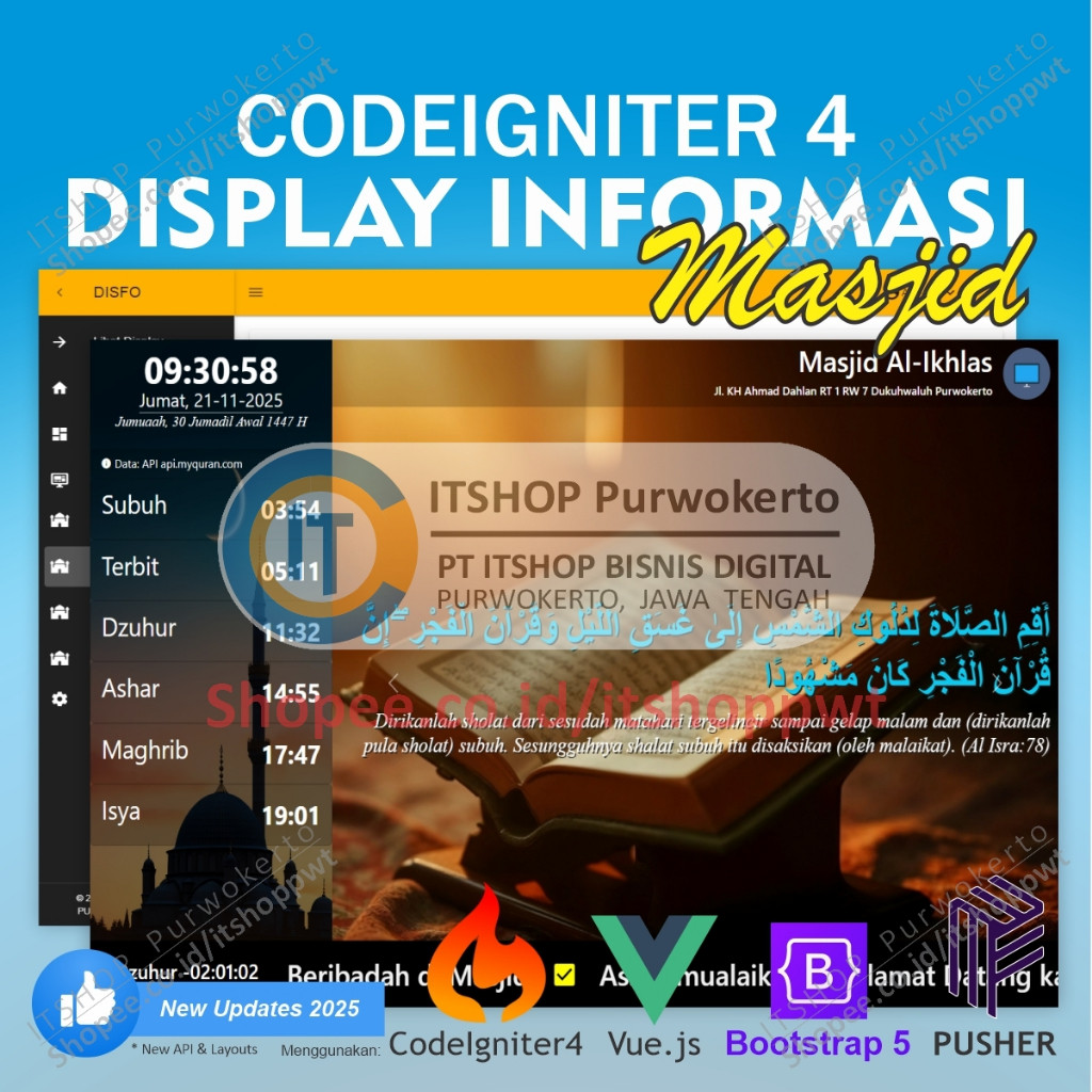 Source Code Aplikasi Web Display Informasi Masjid menggunakan Codeigniter 4
