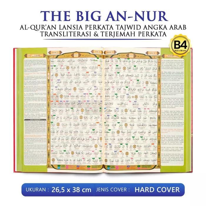 Alquran The Big An-Nur B4 Jumbo Terjemah Per Kata Tajwid Warnanya & Tulisan Latin Per Kata Ukuran 26