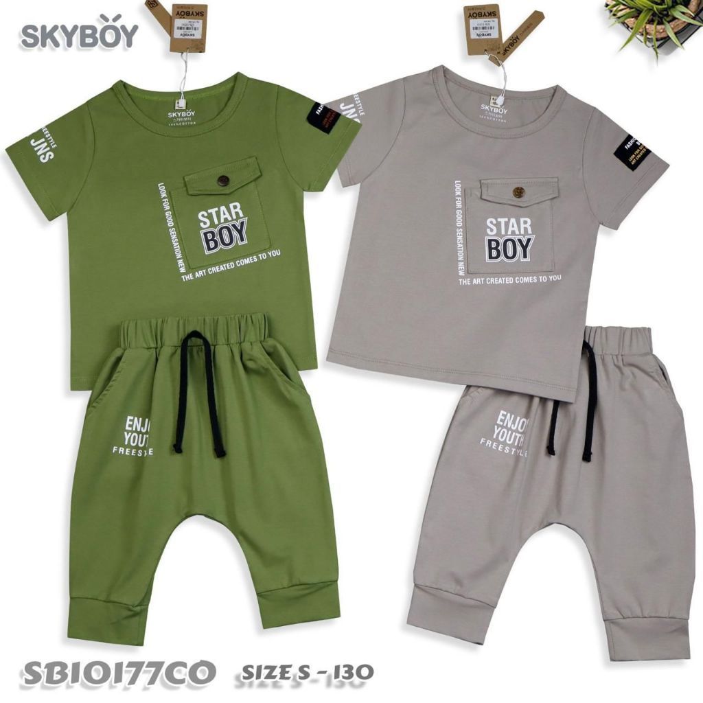 IB KIDS [COD TANPA CEK DULU] SB-10177 SETELAN KAOS ANAK COWO CELANA JOGER S-130 (MATCHA-BEIGE)