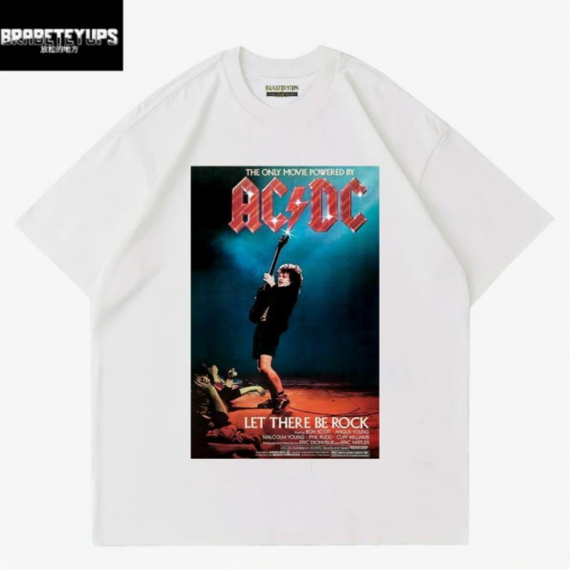 T-SHIRT | KAOS ACDC | LET THERE BE ROCK | KAOS VINTAGE TULISAN ACDC | BAJU POP PUNK | KAOS BAND PUTI