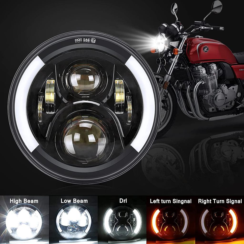 DOT Approved 7" LED Motorcycle Headlight, 7 In LED Projector Headlights, Motorcyle Parts Lighting