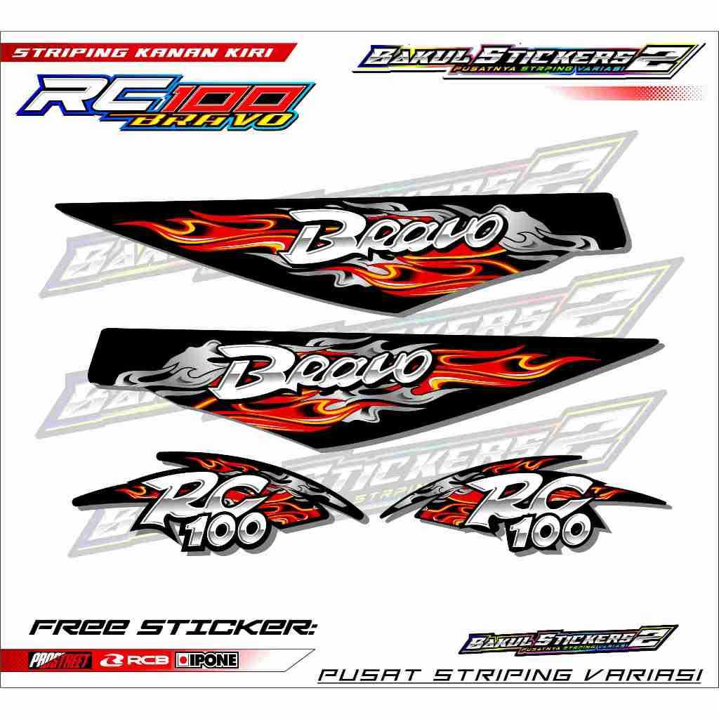Striping Variasi Motor Suzuki Rc 100 Bravo / Stiker List Motor Suzuki Rc 100 Bravo Motif Api