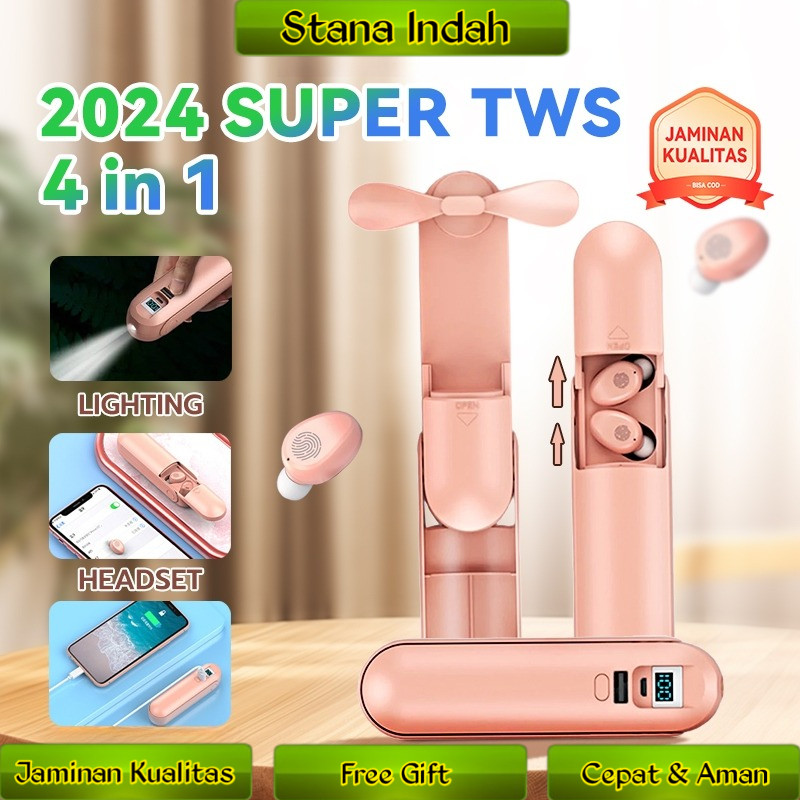 Viqoo Bluetooth Earphone with F7 Earbuds Dan Mini Fan Dan Flashlight Dan PowerBank 2000Mah Headset L