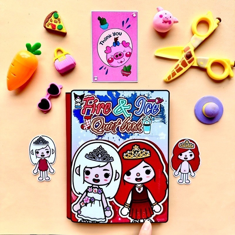 Laminasi Glossy Toka Doll Model toca paper kuromi paper house mini house peel-and-stick paper house 