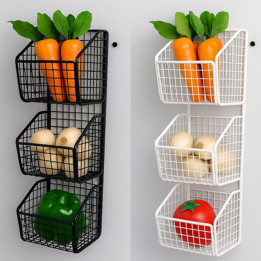 MLV DD Rak Keranjang 3 Susun Besi / Rak bumbu/Rak Keranjang Susun  Free Perekat