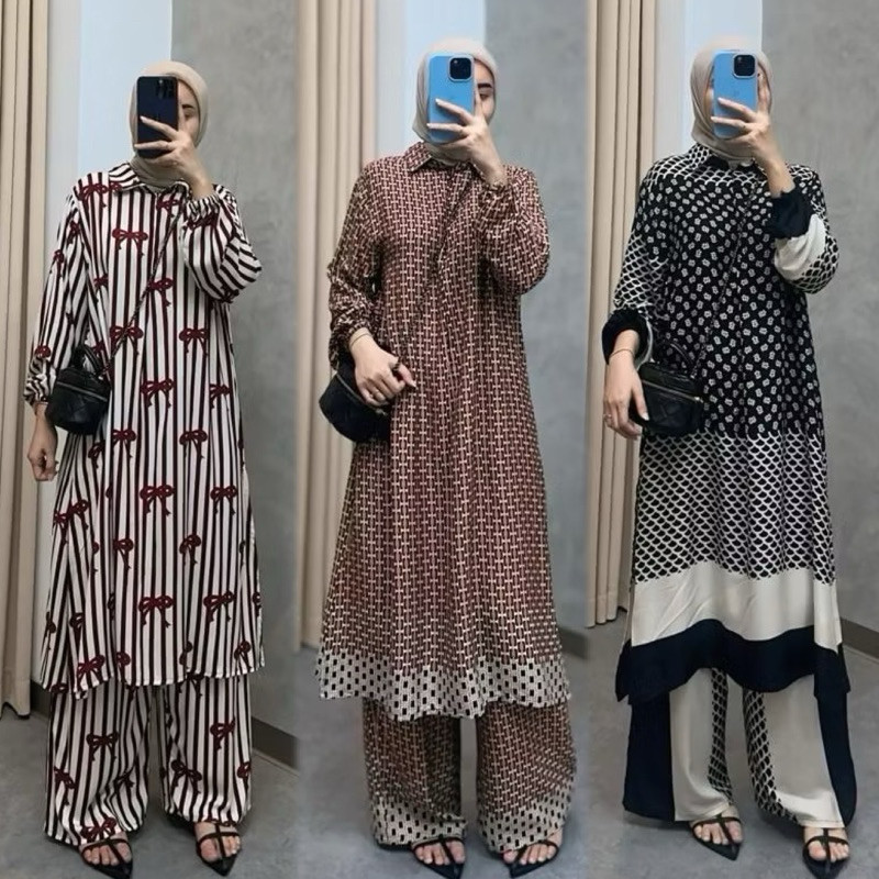 Bundalicious_Raya set tunik rayon motif/Tunik jumbo setelan