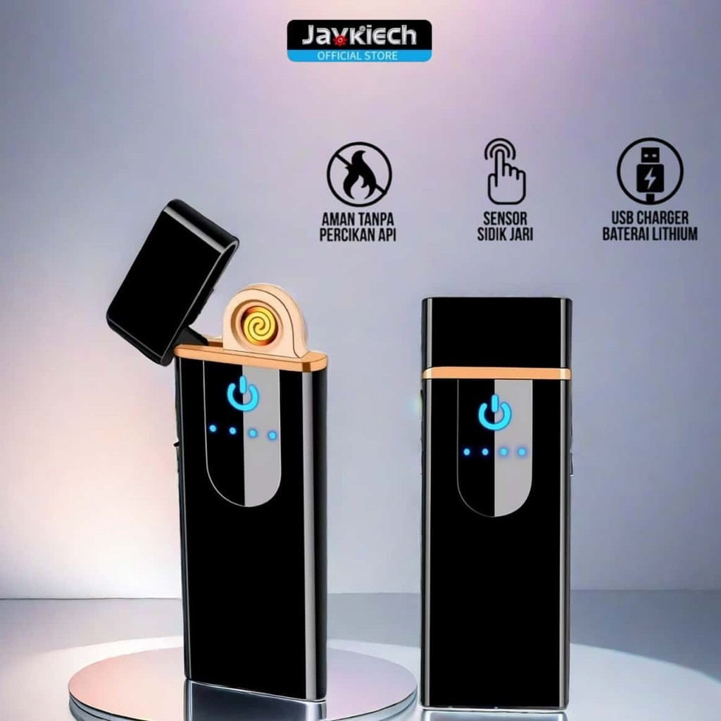 COD Javkiech Korek Api Elektrik Finger Screen Touch Sensor USB Pemantik Elektronik Dua Sisi Ultra Ti